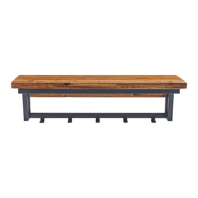 Claremont 40" Rustic Acacia Wood Coat Hook with Shelf