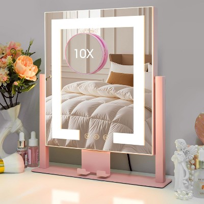 Hollywood Style Makeup Mirror with Lights, 3 Color Lighting Modes, Smart Touch Control, Detachable 10X Mirror & 360° Rotation