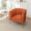 SEYNAR Mid-Century Modern Velvet Accent Chair, Gold Finish Barrel Chair for Living Room - 4 of 4