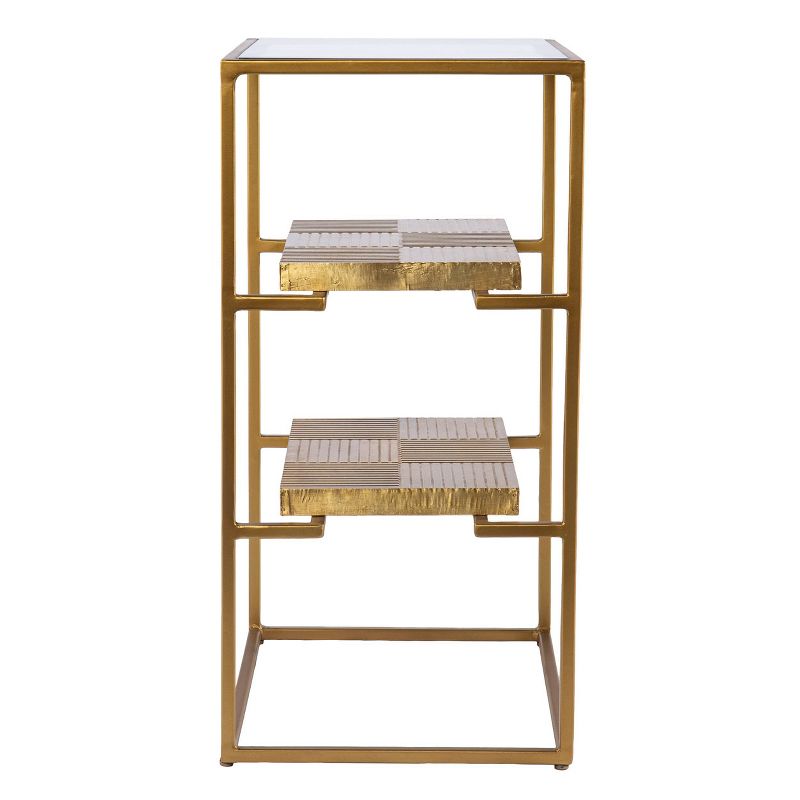 Woobal Glass Top End Table with Storage Brass - Aiden Lane, 6 of 9