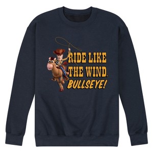 Men's - Disney - Woody Ride Like The Wind Bullseye Graphic Fleece Sweatshirt - 1 of 4