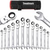 Ratcheting Wrench Set 14pcs, Metric Fixed Head Wrench Set, Metric 6-19mm, Cr-V Steel Ratchet Wrenches Set with Storage Bag for Motorcycle/Mechanical - 2 of 4