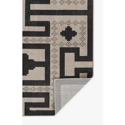 Large Black and Ivory Geometric Synthetic Area Rug