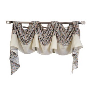 RLF Home 3" Rod Pocket High Quality Fabric Banded Petite Flower 3-S Victory Swag for Windows 54" x 15" Multi - 1 of 4