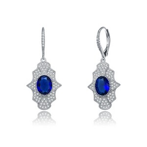 Guili Sterling Silver Rhodium Plated Leverback Earrings with Oval CZ, crafted for a luxurious and timeless statement with effortless elegance - 1 of 3