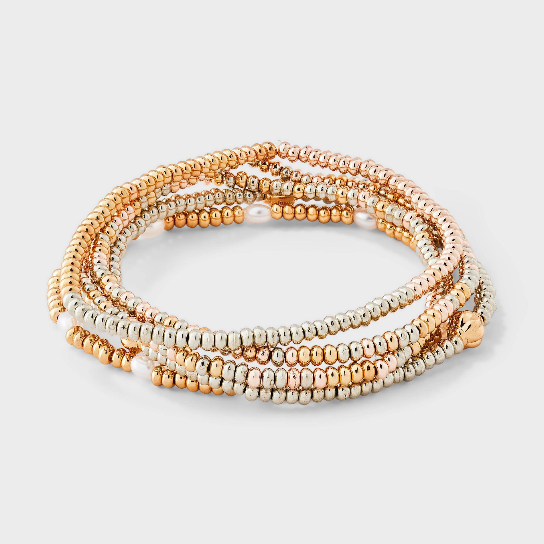 Faux Pearl with Mixed Bead Stretch Bracelet Set 5pc - Wild Fable™ Multicolor