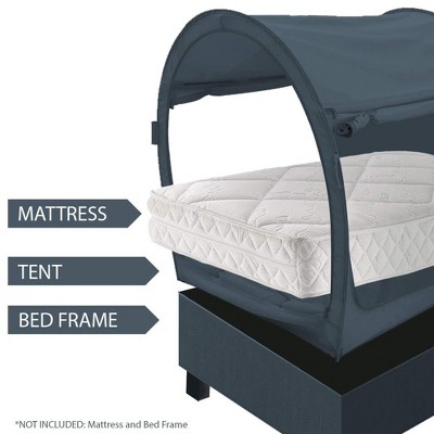 Twin Size Gray Fabric Indoor Bed Tent Canopy