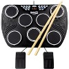 RockJam Rechargeable Bluetooth Midi 7 Pad Tabletop Digital Drums Kit with 2 Drum Pedals, Drumsticks & LED Display RJTTED01 - image 2 of 4