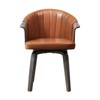 HOMLUX Poplar Wooden Swivel Desk Chair Retro Faux Leather Upholstered Accent Chair for Home Office，Kitchen，Dining Room - 2 of 4