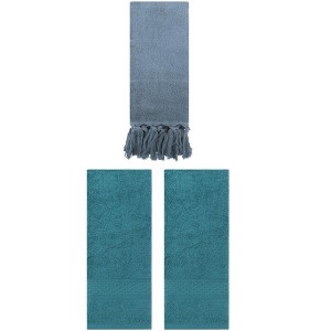 REGALWOVEN 3 Packs Solid Textured and Tassels Soft Absorbent Decorative Hand Towel - 1 of 4