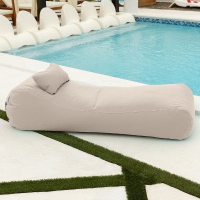 Pearl Ergonomic Outdoor Bean Bag Chaise Lounger with Headrest