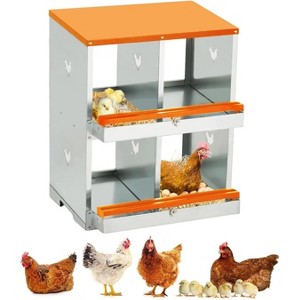 12x11" Chicken Nesting Box with 2-Tier Egg Laying Compartments, Metal Coop Egg Storage - 1 of 4