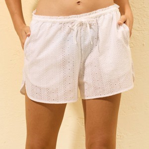 Women's Eyelet Beach Cover Up Shorts - Wild Fable™ White - 1 of 3