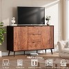 Buffet Cabinet with Drawers, Large Sideboard Credenza Coffee Bar Storage Cabinet with Shelves and Doors, Robot Vacuum Friendly, Walnut - 4 of 4