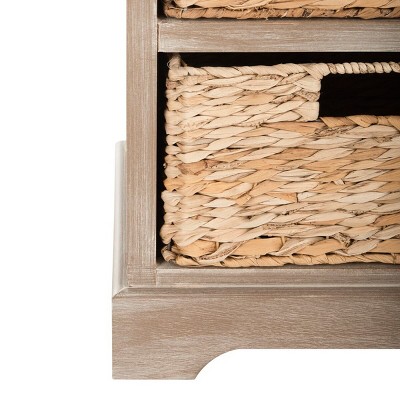 Herman 30" Beige Pine Storage Unit with Wicker Baskets