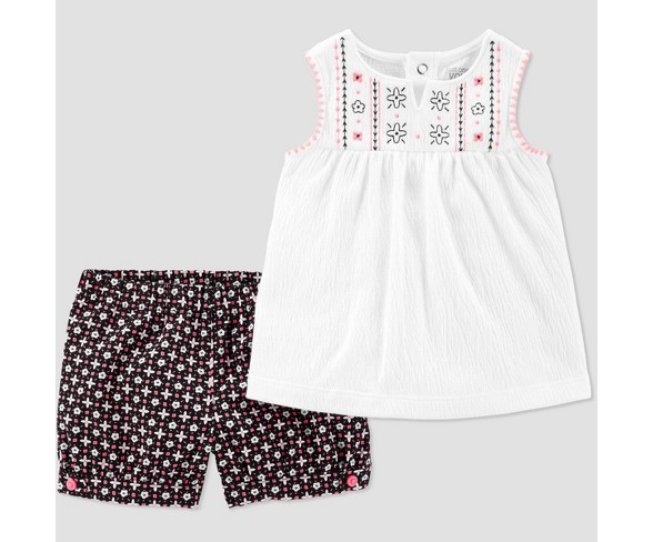 Baby Girls' 2pc Sleeveless Tunic Top and Bottom Set - Just One You&#174; made by carter's White/Black Newborn
