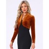 INSPIRE CHIC Women's Long Sleeve Cocktail Party Open Front Cropped Velvet Bolero Shrugs - 3 of 4