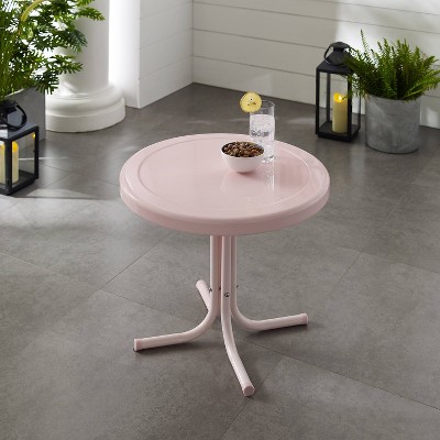 Pastel Pink Retro Steel Outdoor Side Table