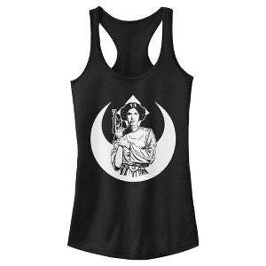 Juniors Womens Star Wars Leia Rebel Logo Racerback Tank Top - 1 of 4