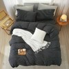 Striped Duvet Cover Set, 100 Cotton Jersey Knit, Wrinkle - Free, Heathered Charcoal White Stripes, King - 3 of 4