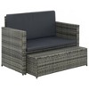 vidaXL Sofa Set Gray Poly Rattan, Powder-coated Steel, Polyester 2-seater - 2 of 4