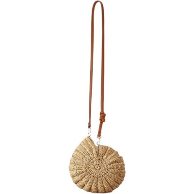 FATMOON Hand-woven Bag Women's Seaside Conch Shell Messenger Bag Cute Pearls Chains Handmade Weave Crossbody Bag Novelty Handbags