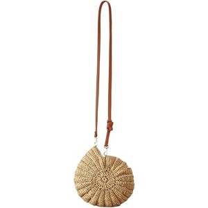 FATMOON Hand-woven Bag Women's Seaside Conch Shell Messenger Bag Cute Pearls Chains Handmade Weave Crossbody Bag Novelty Handbags - 1 of 4
