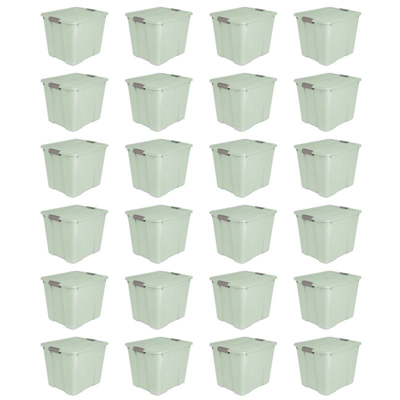 Sterilite 20 Gallon Latch Tote Home or Office Storage Organizer Container Stackable Plastic Bins with In Molded Handles, Mindful Mint, 24-Pack, 1 of 6