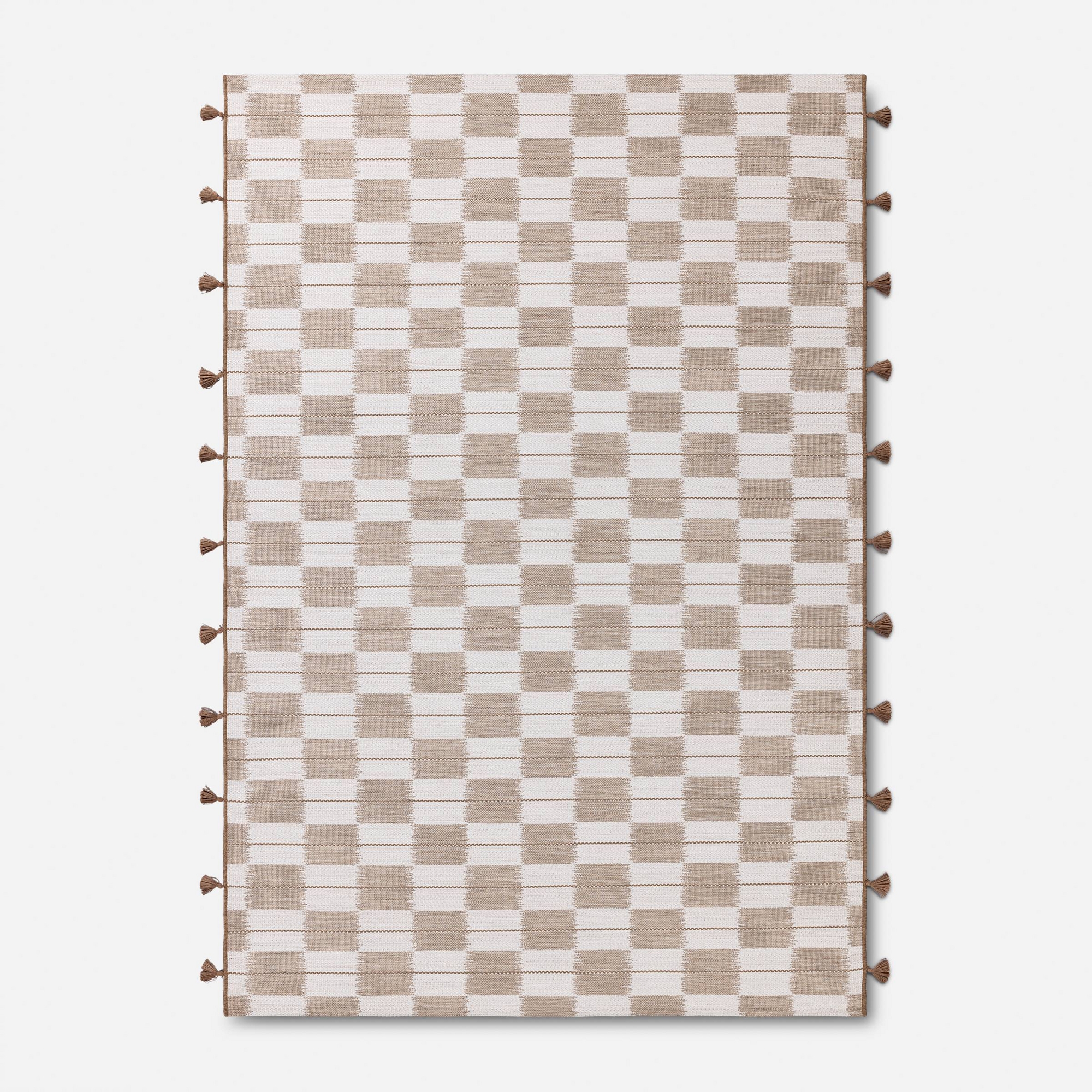 7'x10' Ikat Rectangular Woven Outdoor Area Rug Khaki - Threshold™