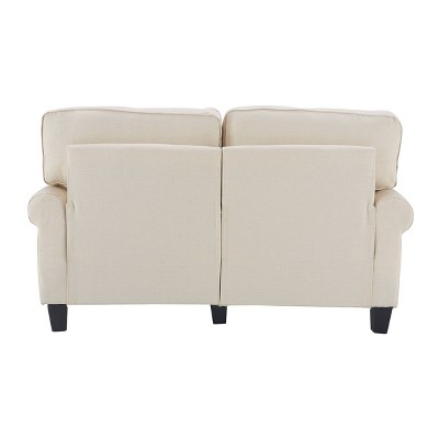 Buttercream Microfiber Rolled Arm Loveseat with Wood Frame