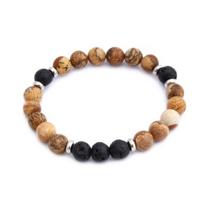 Plantlife Aromatherapy Bracelet - Stretch Brown Jasper & Lava Rock, Natural Stone Jewelry for Essential Oil Diffusion - 1 of 1