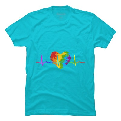 Adult Design By Humans Rainbow Heartbeat Pride By corndesign T-Shirt