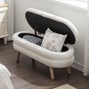 GlasFlength Ottomans and Benches Storage Ottoman Bench Upholstered Tufted Bench Bed Bench Ottomans for Room, White, 16.93"*44.88"*18.7" - 3 of 4
