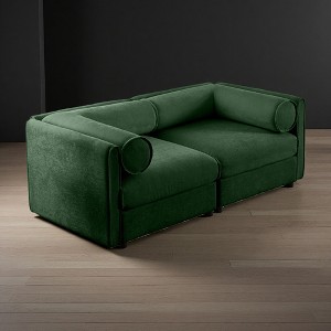 Chenille 2-Seater Sofa with Hidden Storage & Cylindrical Arms - 1 of 4
