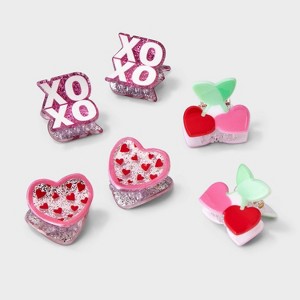 Girls' 6pk Cherries and Hearts Clip Set - Cat & Jack™ Pink - 1 of 3