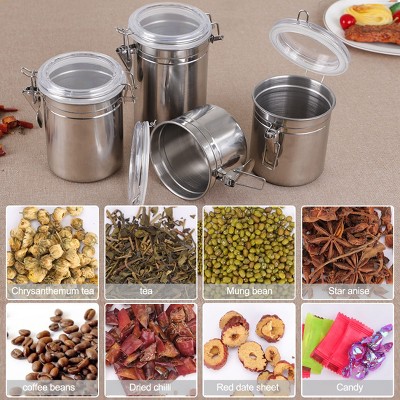 Unique Bargains Kitchen Counter Stainless Steel Airtight Canister with Clear Lid Locking Clamp 1 Pc 33oz — фото 2