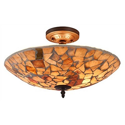 Homestock Kai Mosaic 2 Light Semi-Flush Ceiling Fixture 16" Shade