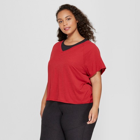Women's Plus Size Lightweight Active T-Shirt - JoyLab™ Mulberry Red 3X ...