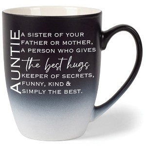 Auntie: Sister Of Your Far Or Mor, Gives Best Hugs, Keeper Of Secrets, Funny, Kind, Simply Best Two Toned Matte Black White 12 ounce Ceramic Stoneware - 1 of 4