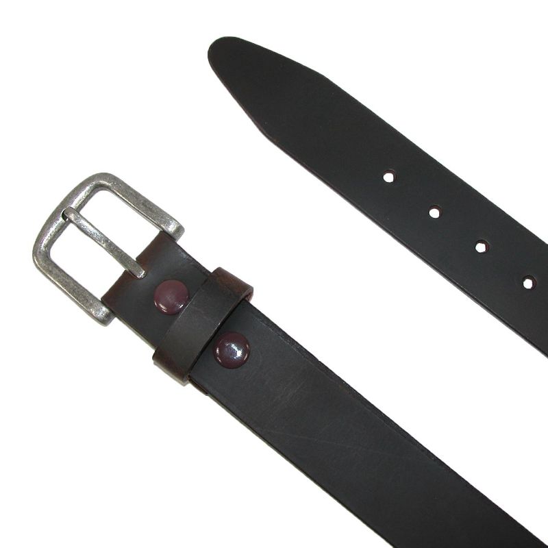 CTM Men's Big & Tall Leather Removable Buckle Bridle Belt, 2 of 3