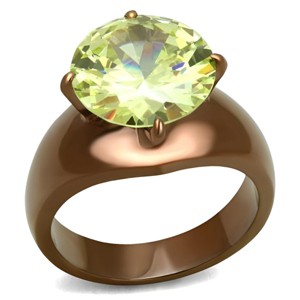 Slickblue IP Coffee Light Stainless Steel Ring for Women with Apple Green CZ Stone Size 5-10 - 1 of 4