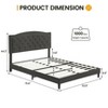 Full Size Bed Frame Upholstered Platform Bed with Adjustable Button Tufted & Nailhead Trim Headboard - 2 of 4
