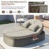 Outdoor Patio Rattan Round Daybed Sunbed with Adjustable Backrests and Foldable Cup Trays - 4 of 4