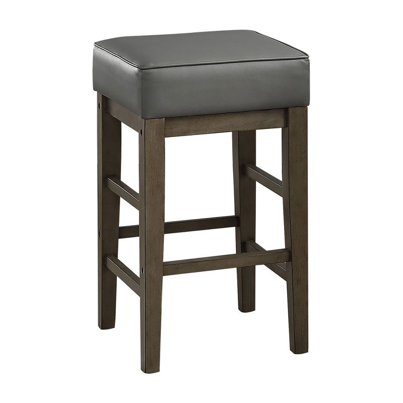 Lexicon 24-Inch Counter Height Wooden Bar Stool with Solid Wood Legs and Faux Leather Seat Kitchen Barstool Dinning Chair, Gray, 2 of 4