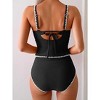 Eomenie Tankini Swimsuit for Women Tummy Control Ruched Two Piece Bathing Suits High Waisted Shell Stitch Swimwear - 2 of 3