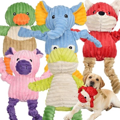 ZippyPaws 5 Pack Tough Dog Toys Stuffed Squeaky Dog Toys Assortment Plush Animal Dog Toy Value Bundle Puppy Pet Dog