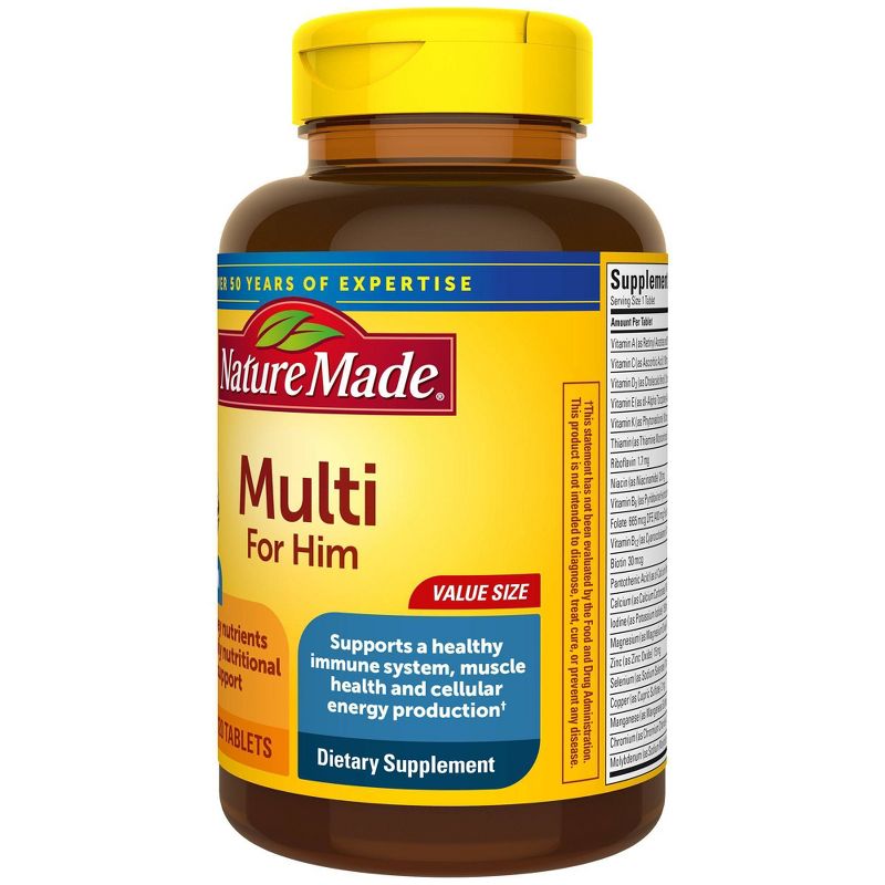 Nature Made Multi for Him with No Iron - Men&#39;s Multivitamin Nutritional Support Tablets - 120ct, 5 of 9