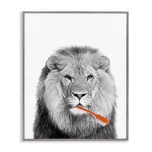 Stupell Industries Lion Brushing Teeth Bathroom, 20" x 16" - 1 of 4