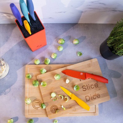 MasterChef 7pc Block Kitchen Knife Set with Nonstick Coated and Knife Holder Vivid Color Collection: Colorful Knives & Holder
