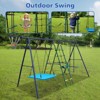 Gulches 6-in-1 Backyard Swing Set - Climbing Ladder/Net, Glider, Hammock, Belt Swing & Basketball Hoop, Heavy Steel A-Frame - 4 of 4